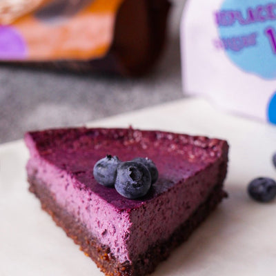 Healthy blueberry cheesecake with no added sugar.